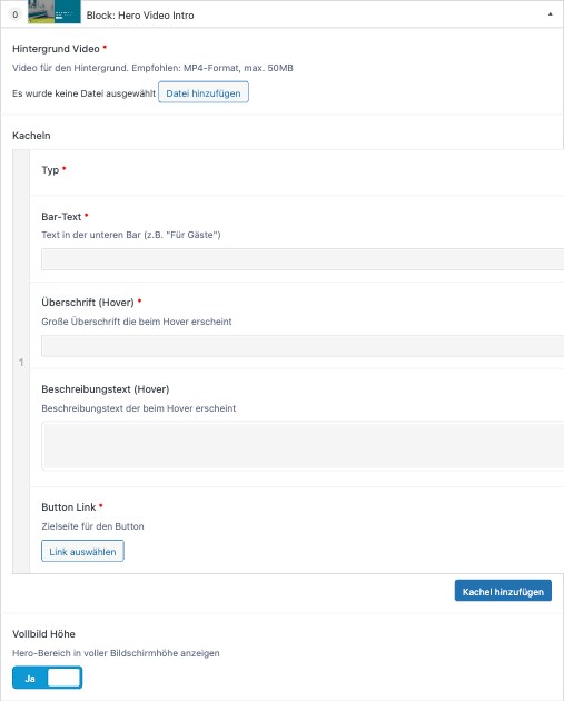 8. Block: Hero Video Intro – Backend