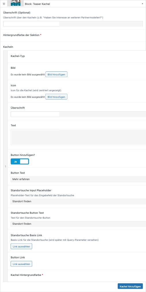10. Block: Teaser Kachel – Backend