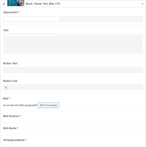 9. Block: Teaser Text, Bild, CTA – Backend