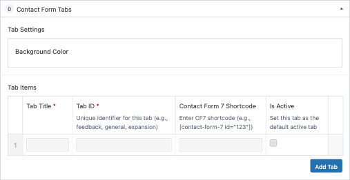 27. Contact Form Tabs – Backend